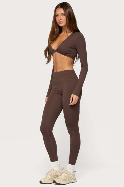 Faery High Rise Leggings - BROWN
