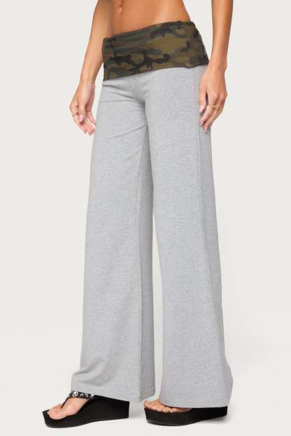 Edikted Duty Foldover Pants - LIGHT-GRAY-MELANGE