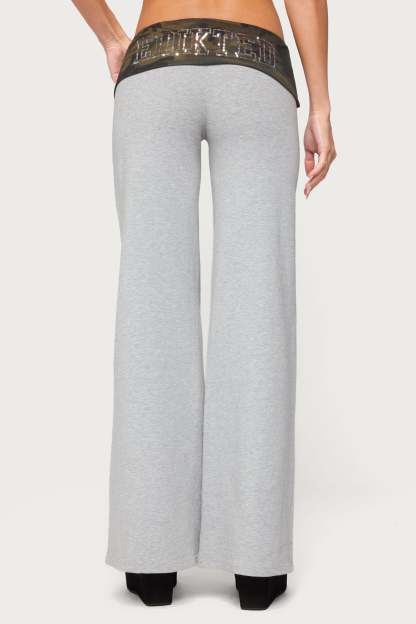 Edikted Duty Foldover Pants - LIGHT-GRAY-MELANGE