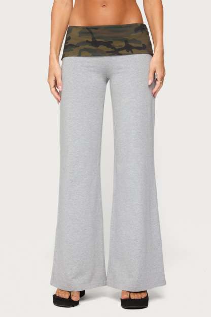 Edikted Duty Foldover Pants - LIGHT-GRAY-MELANGE