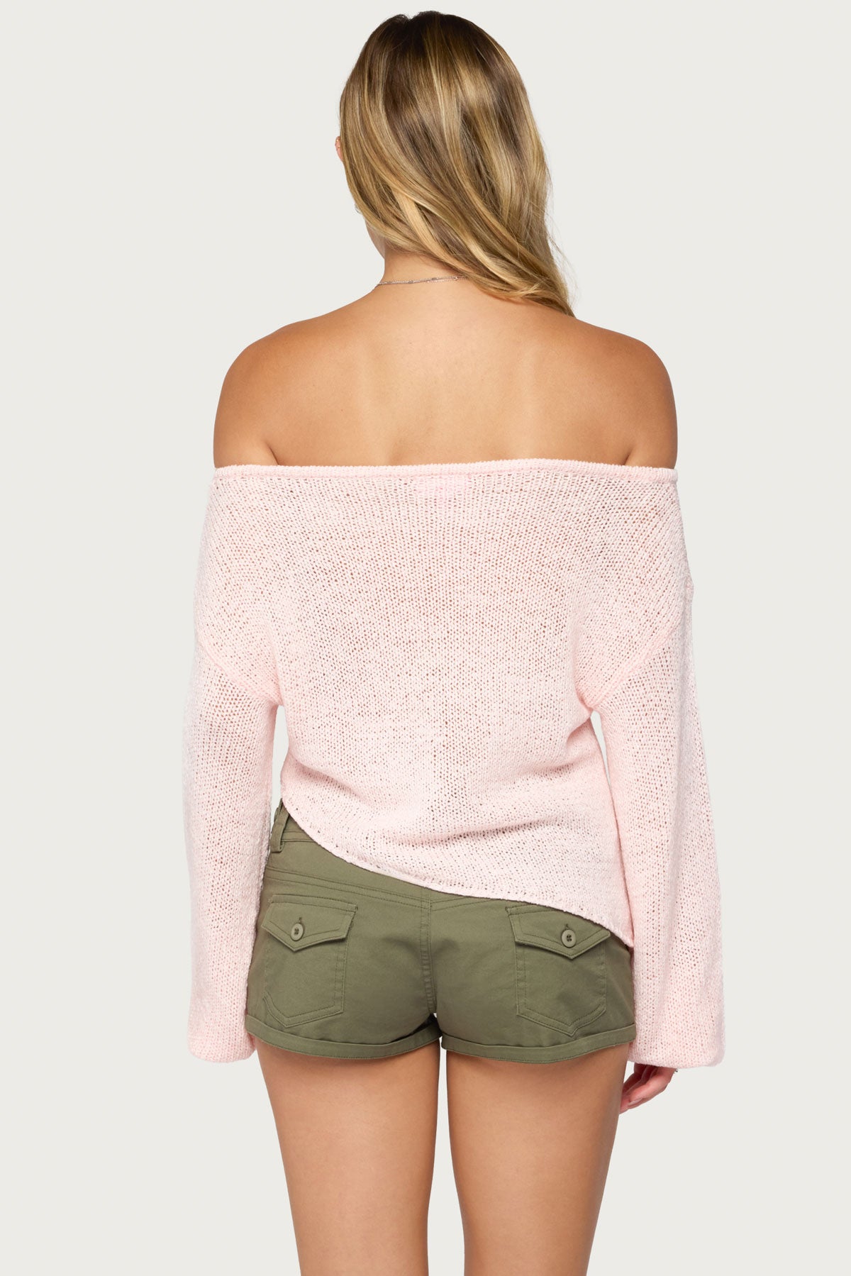 Deja Knit Off Shoulder Asymmetric Top - LIGHT-PINK