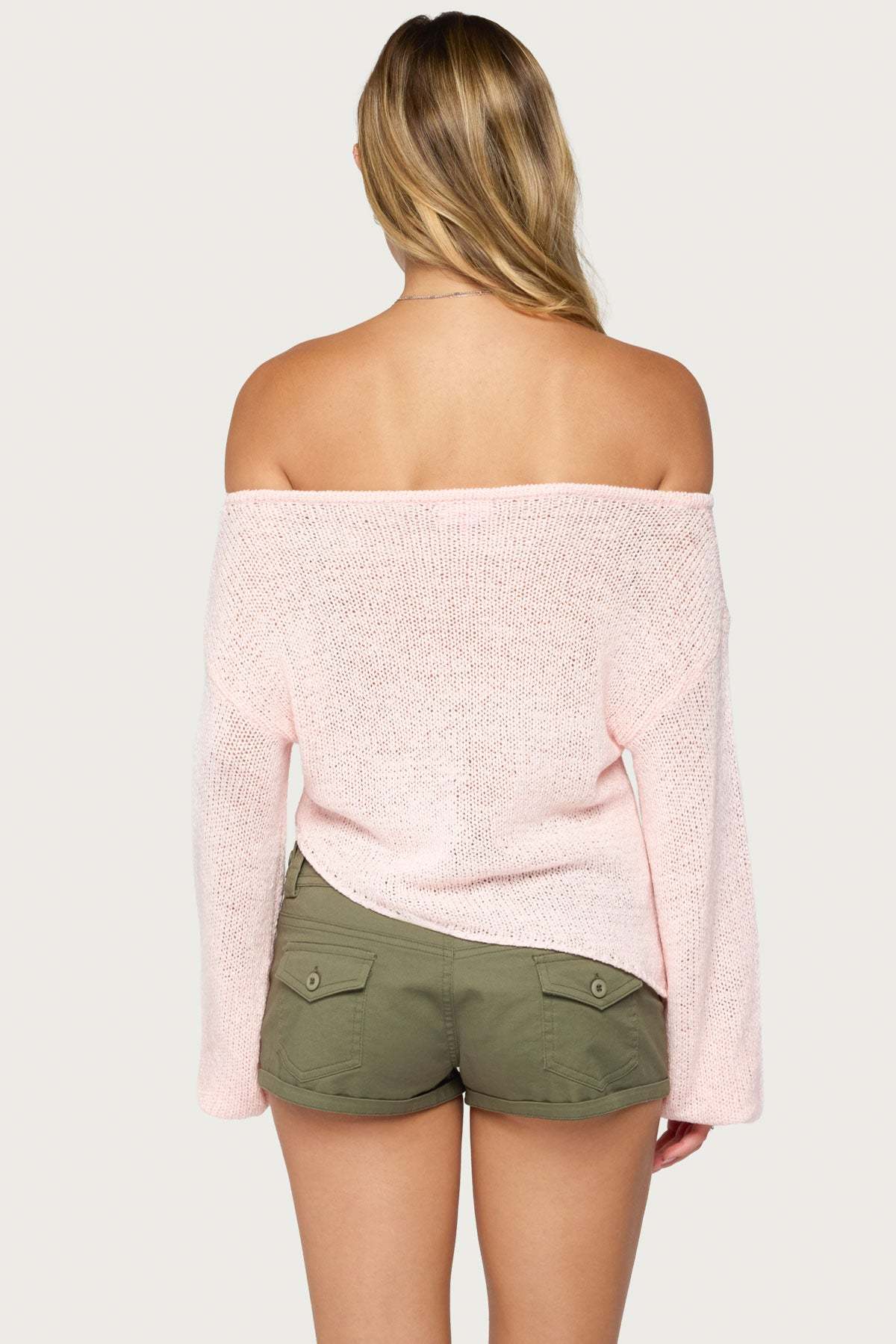 Deja Knit Off Shoulder Asymmetric Top - LIGHT-PINK
