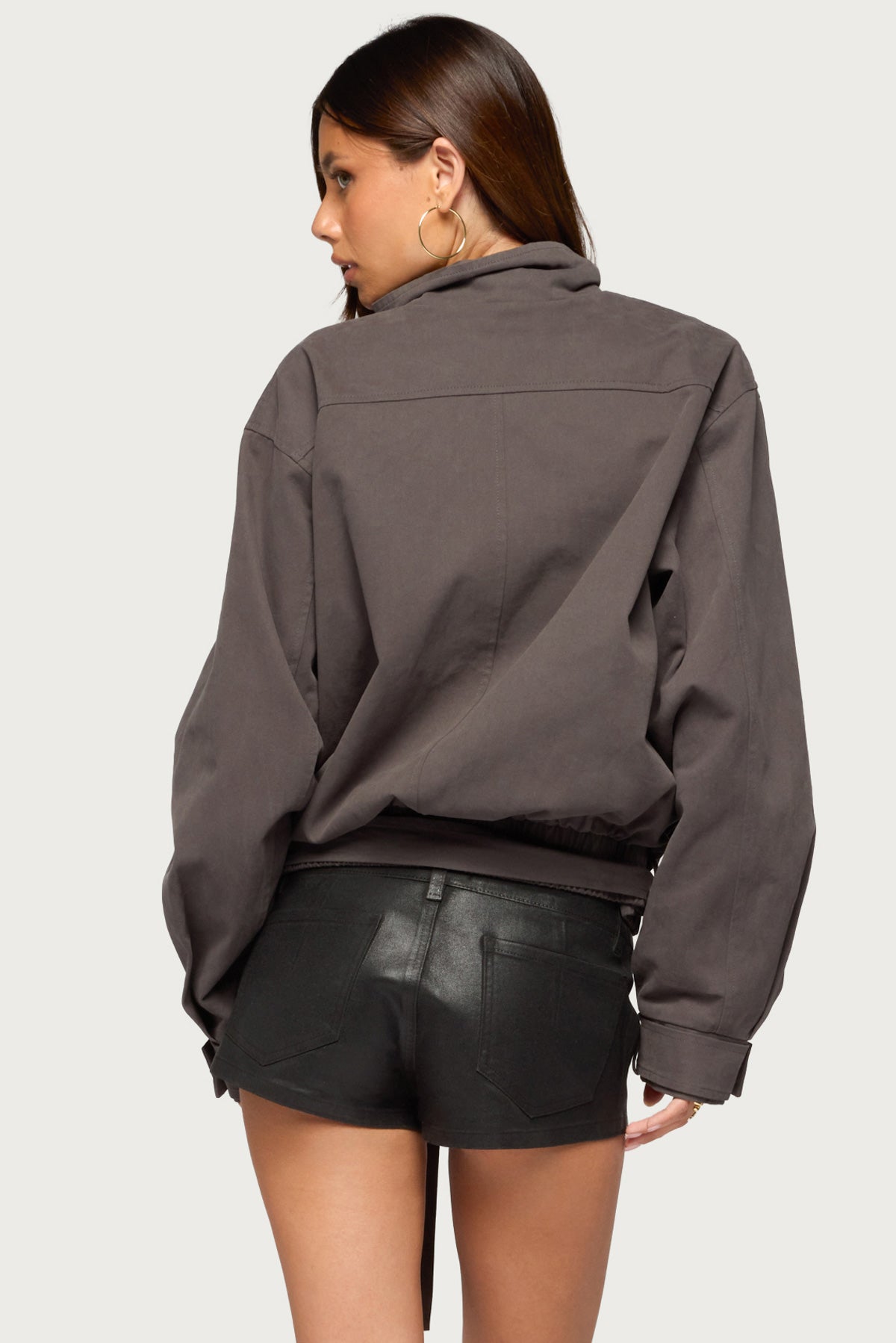 Aiza High Neck Jacket - DARK-GRAY