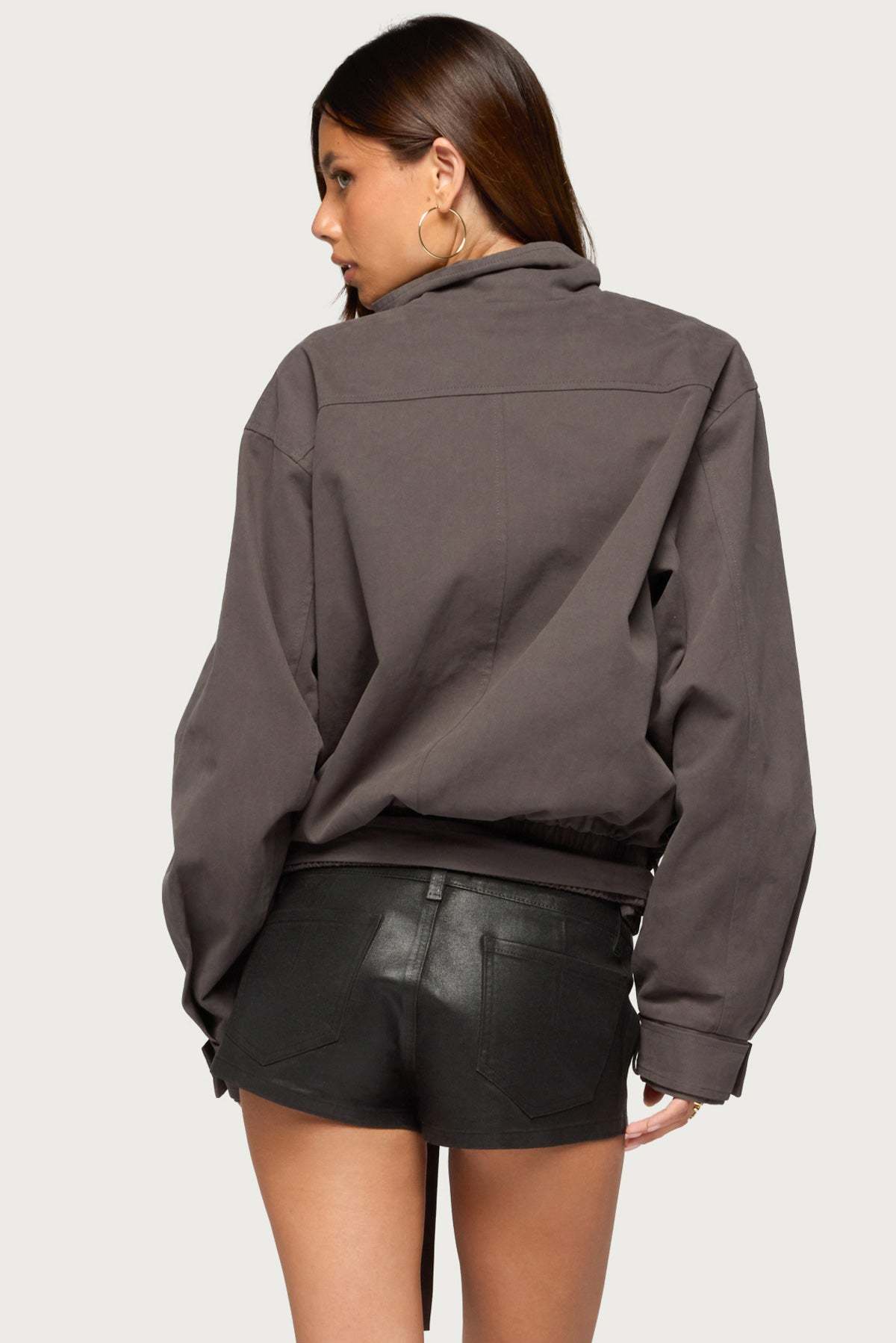 Aiza High Neck Jacket - DARK-GRAY