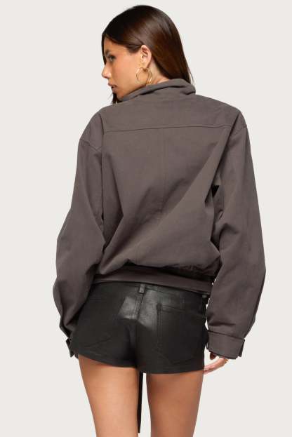 Aiza High Neck Jacket - DARK-GRAY