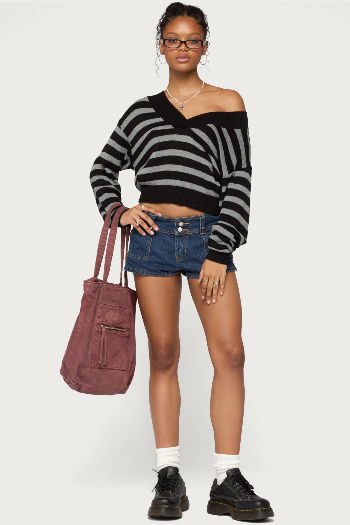 Benz Striped Knit Sweater - GRAY-AND-BLACK