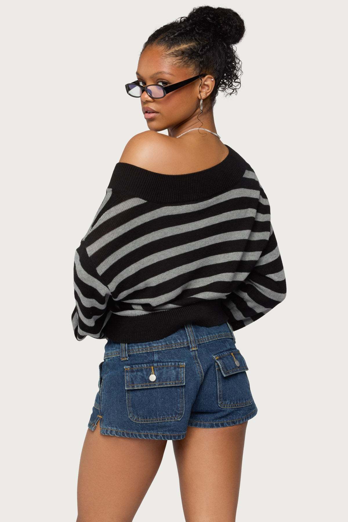 Benz Striped Knit Sweater - GRAY-AND-BLACK