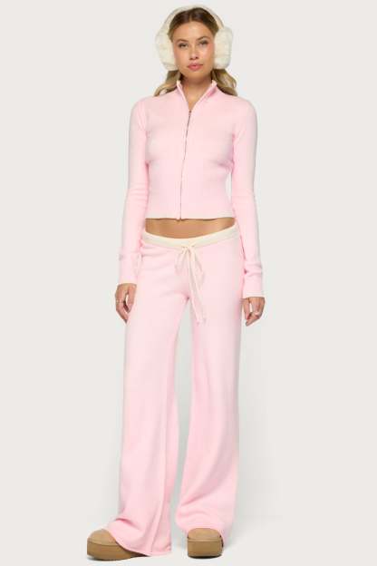 Hanin Straight Leg Knit Pants - LIGHT-PINK