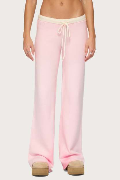 Hanin Straight Leg Knit Pants - LIGHT-PINK
