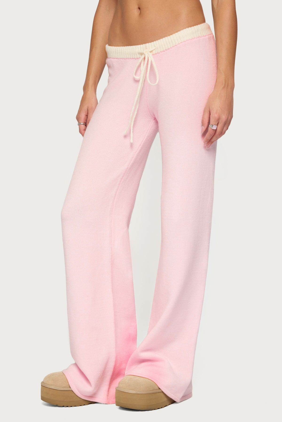Hanin Straight Leg Knit Pants - LIGHT-PINK