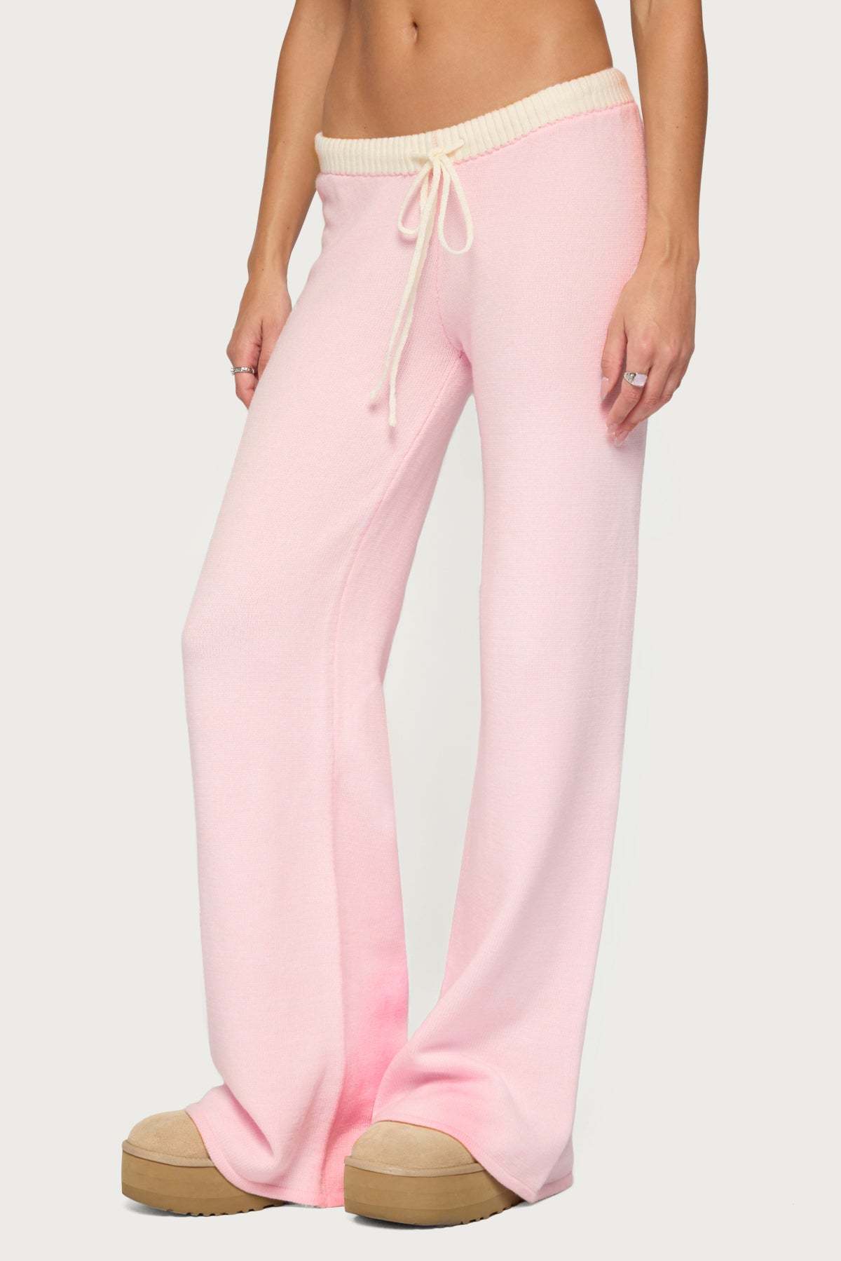 Hanin Straight Leg Knit Pants - LIGHT-PINK