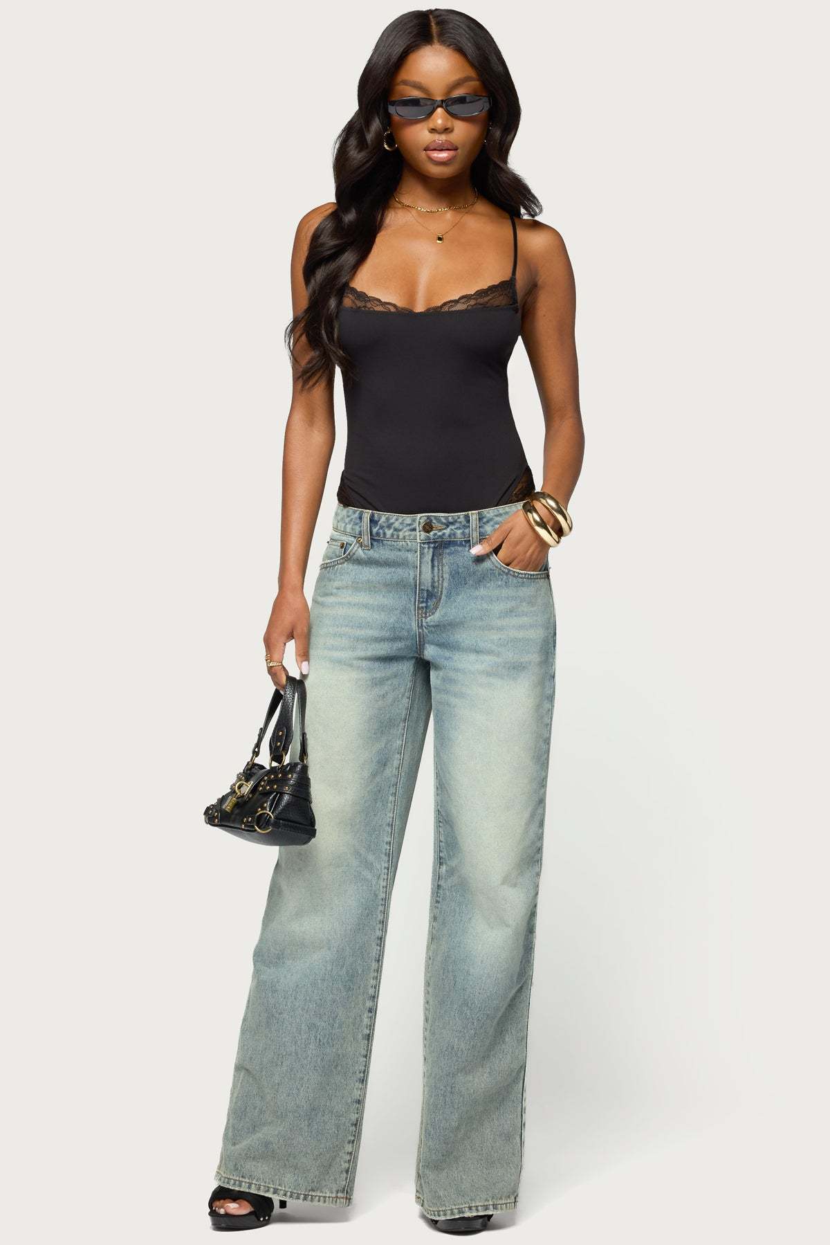 Marleigh Lacey Bodysuit - BLACK
