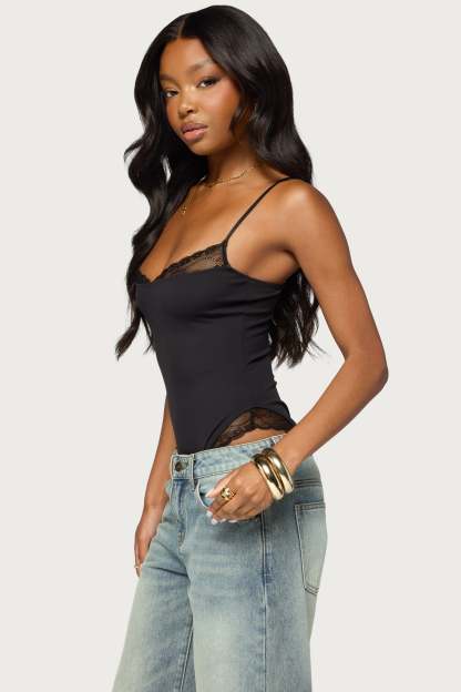 Marleigh Lacey Bodysuit - BLACK