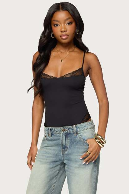 Marleigh Lacey Bodysuit - BLACK