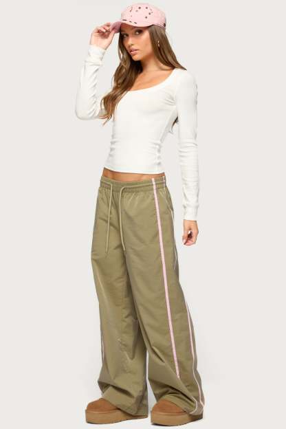 Fasha Stripey Track Pants - OLIVE