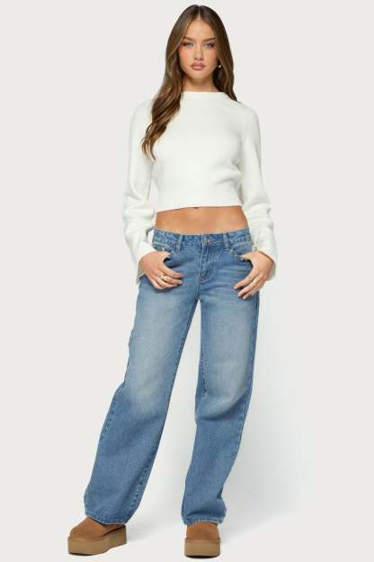 Geila Backless Knit Sweater - WHITE