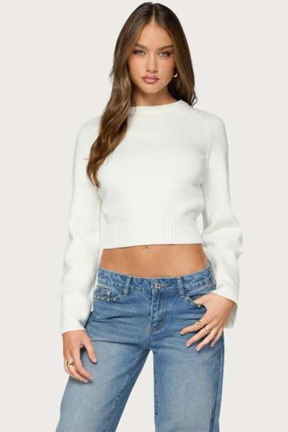 Geila Backless Knit Sweater - WHITE