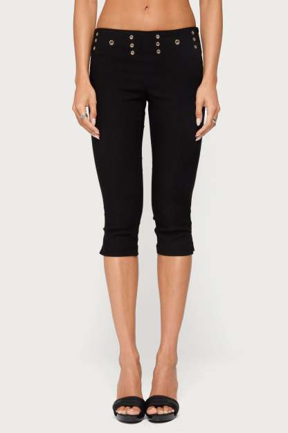 Meeva Grommet Capri Pants - BLACK