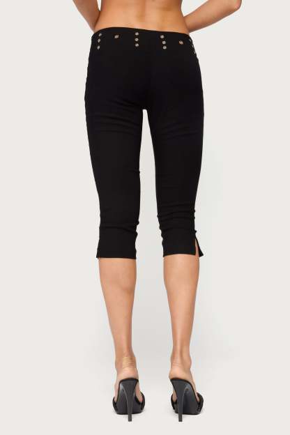 Meeva Grommet Capri Pants - BLACK