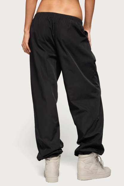 Corinne Nylon Track Pants - BLACK