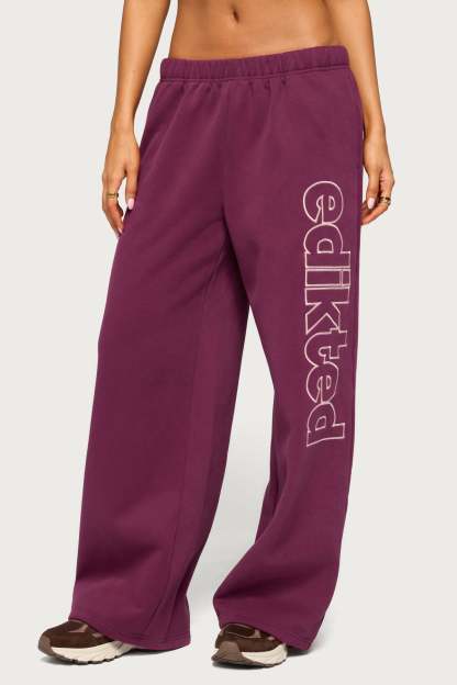 Living Edikted Wide Leg Sweatpants - PLUM