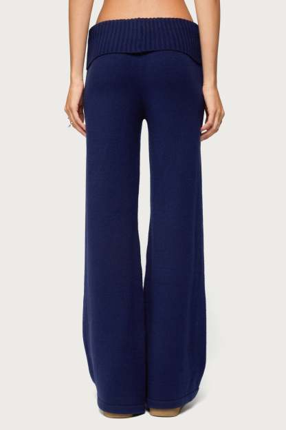 Nani Knit Foldover Pants - NAVY