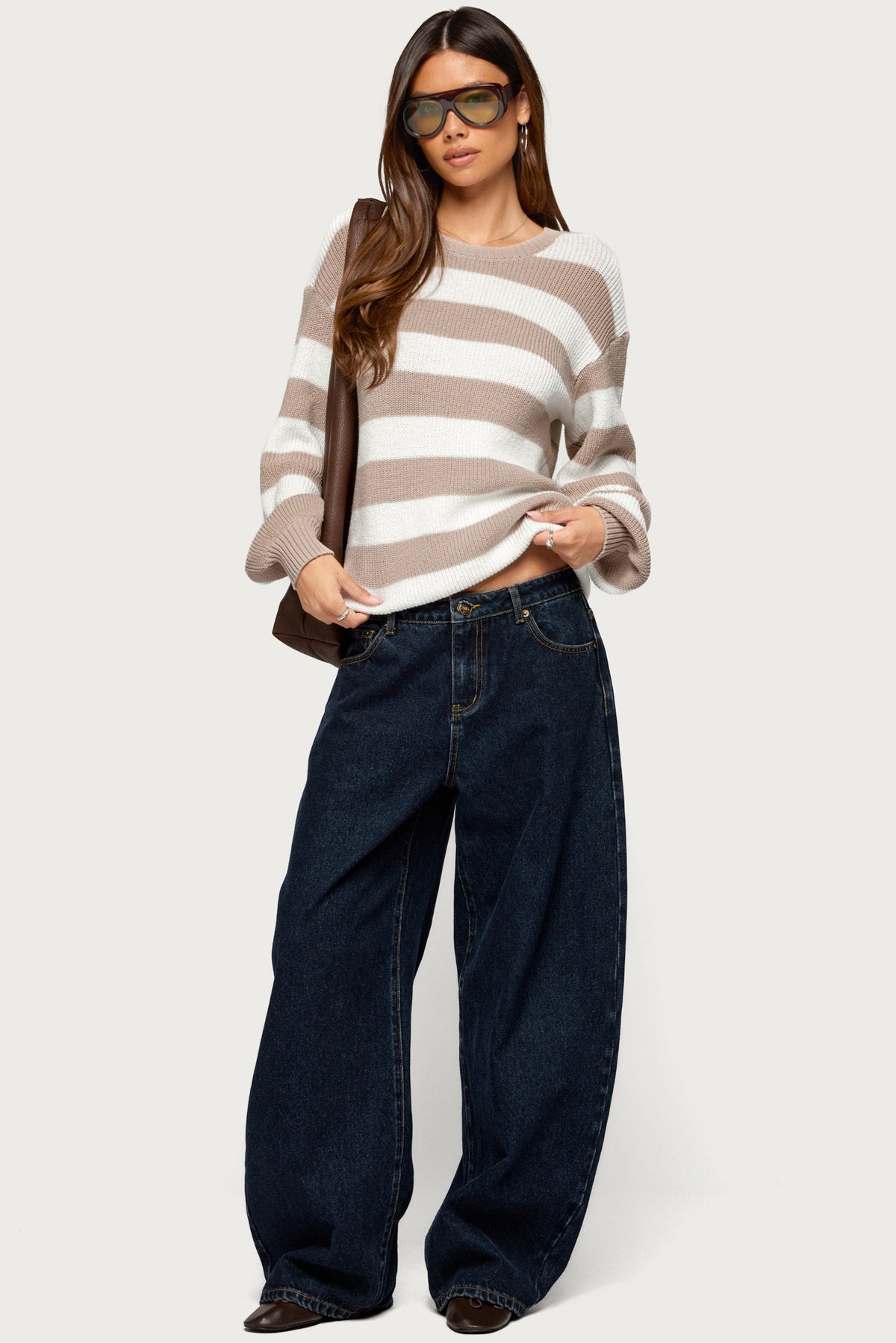 Kakia Striped Knit Sweater - BEIGE-AND-CREAM