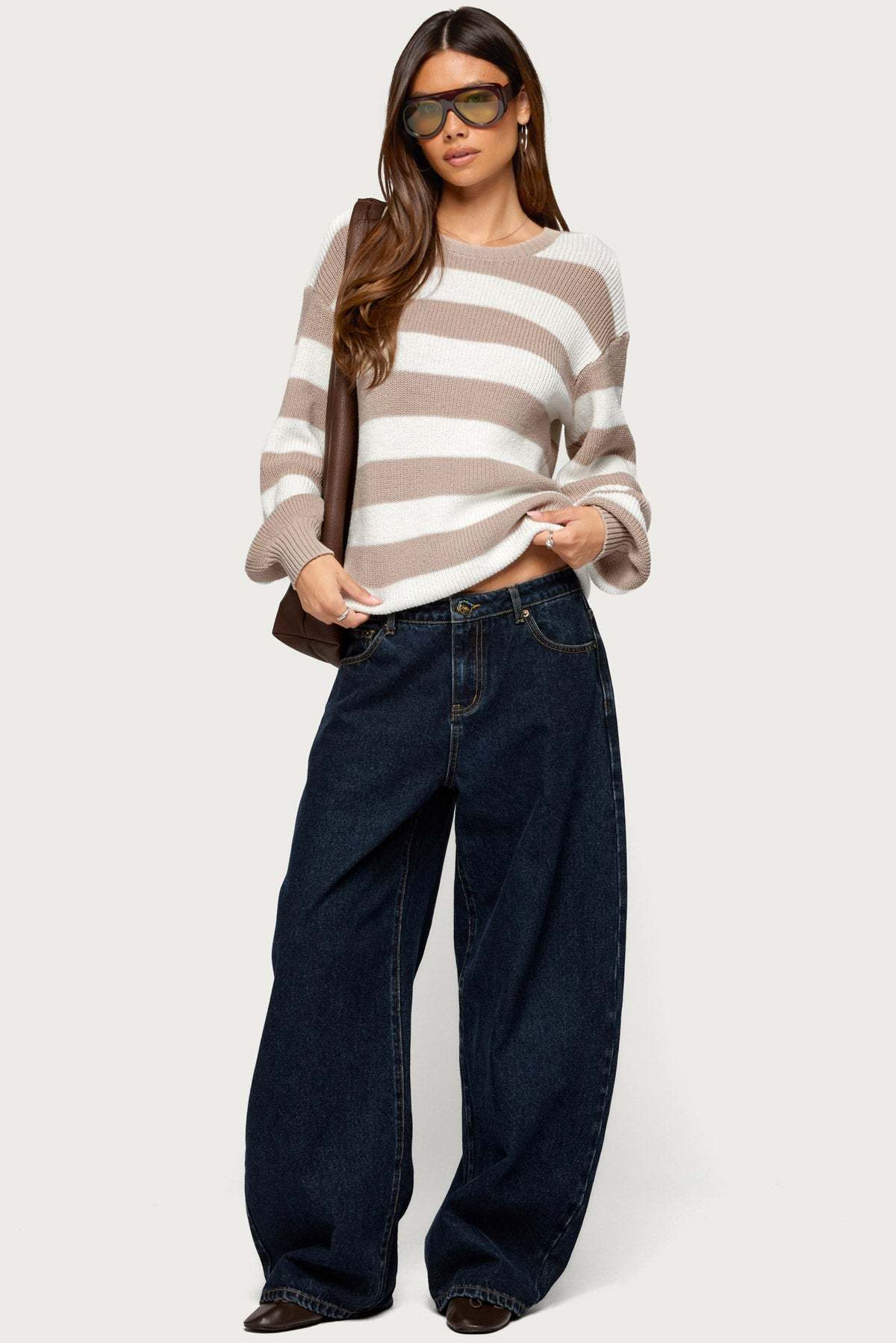 Kakia Striped Knit Sweater - BEIGE-AND-CREAM