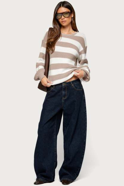 Kakia Striped Knit Sweater - BEIGE-AND-CREAM