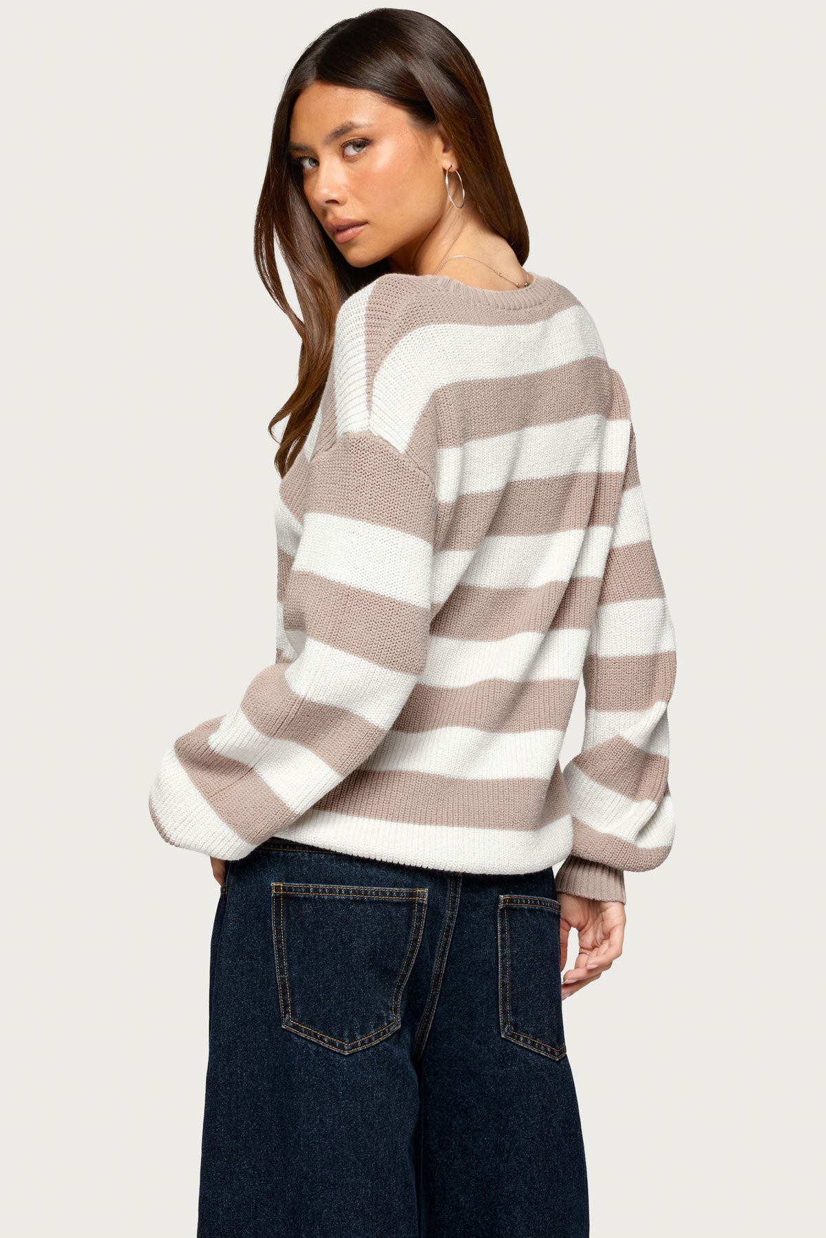 Kakia Striped Knit Sweater - BEIGE-AND-CREAM