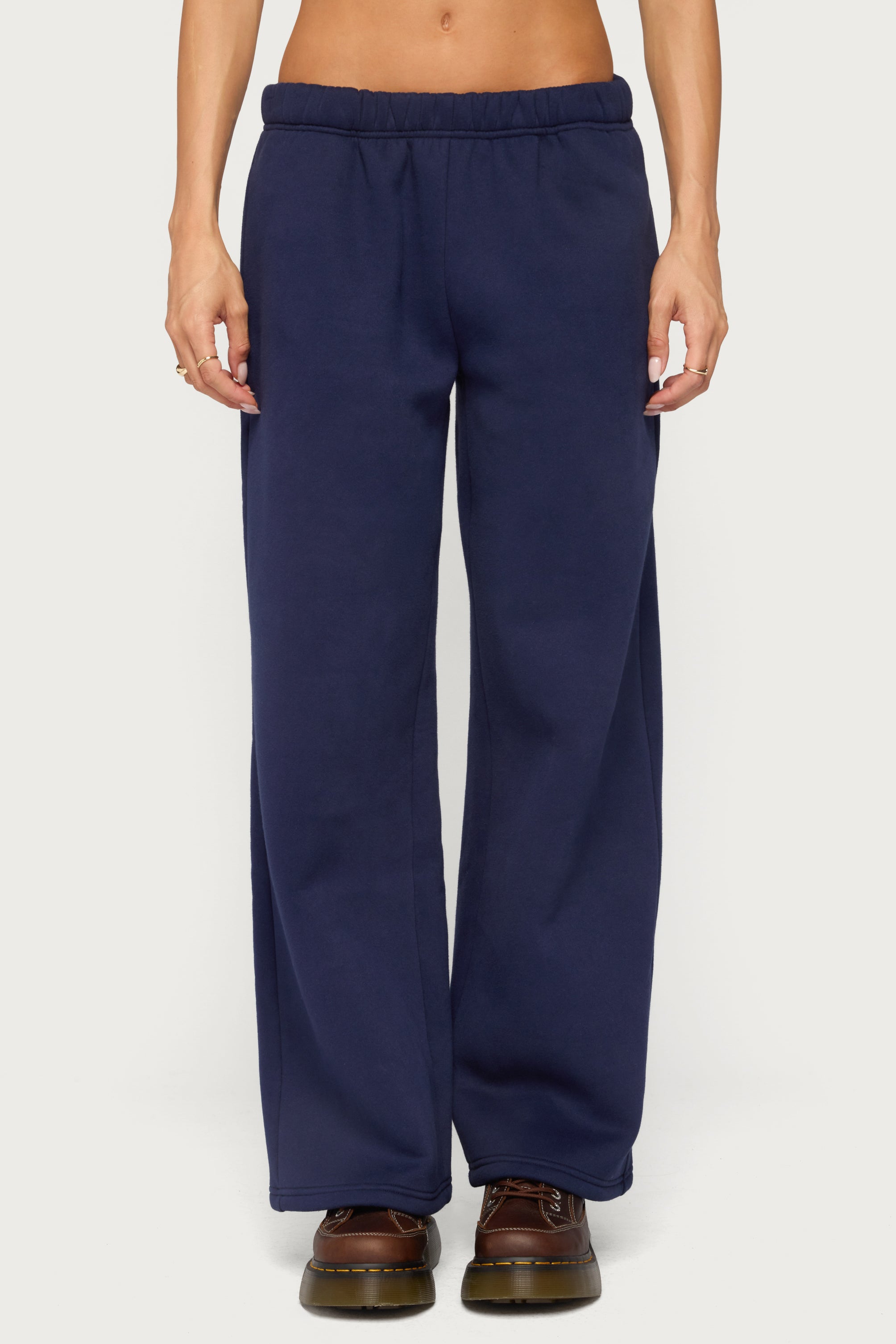 Edikted Dream Lacey Sweatpants - NAVY-AND-YELLOW