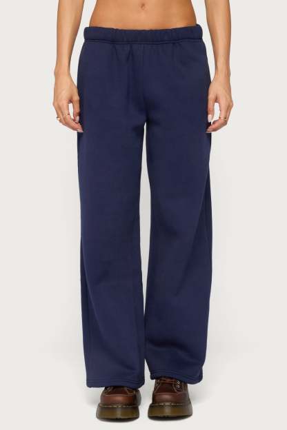 Edikted Dream Lacey Sweatpants - NAVY-AND-YELLOW