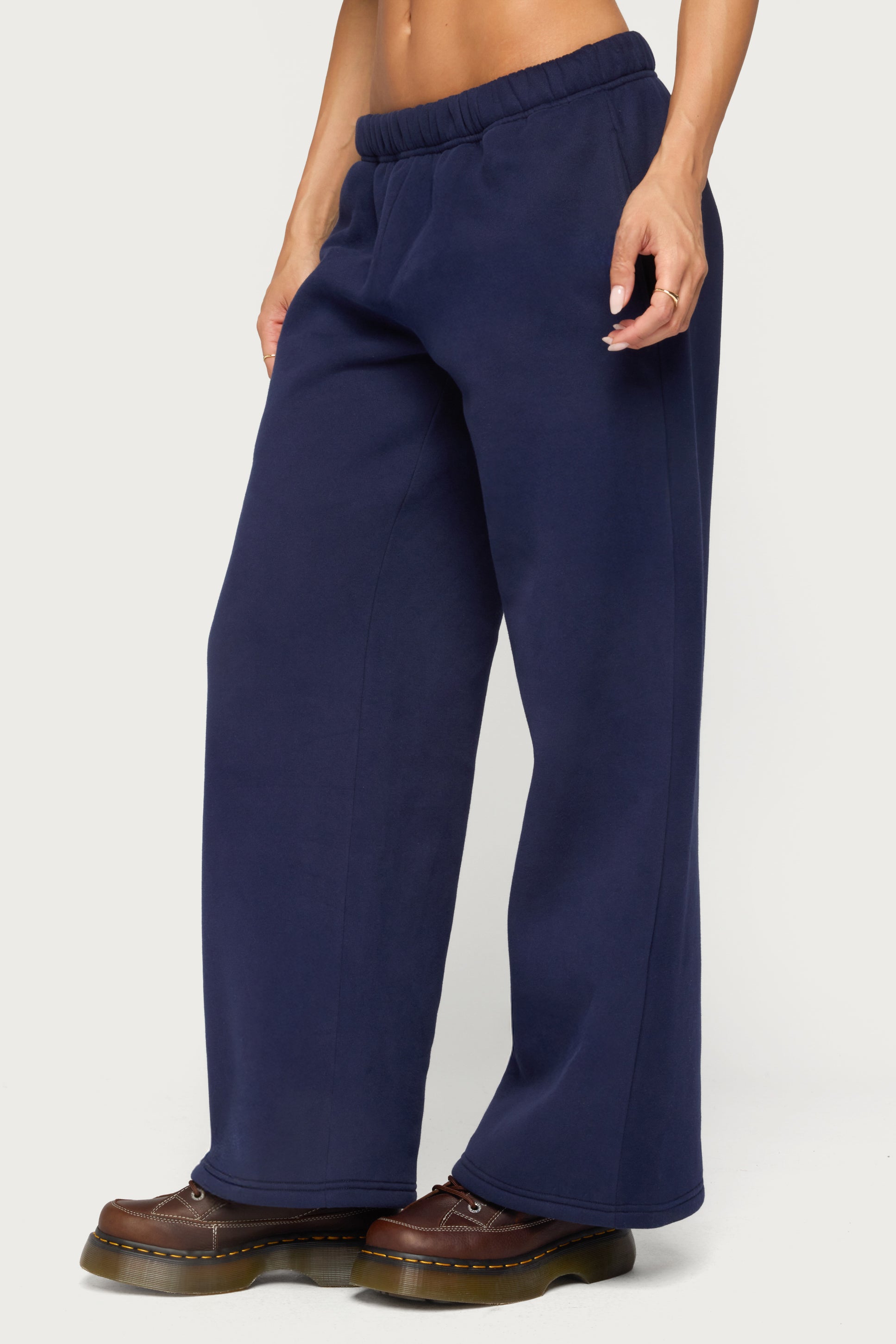 Edikted Dream Lacey Sweatpants - NAVY-AND-YELLOW
