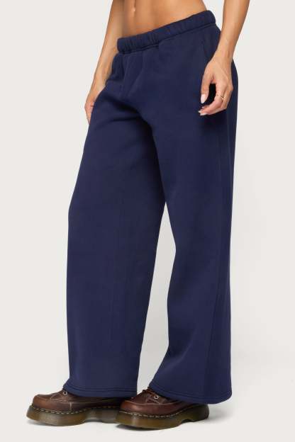 Edikted Dream Lacey Sweatpants - NAVY-AND-YELLOW