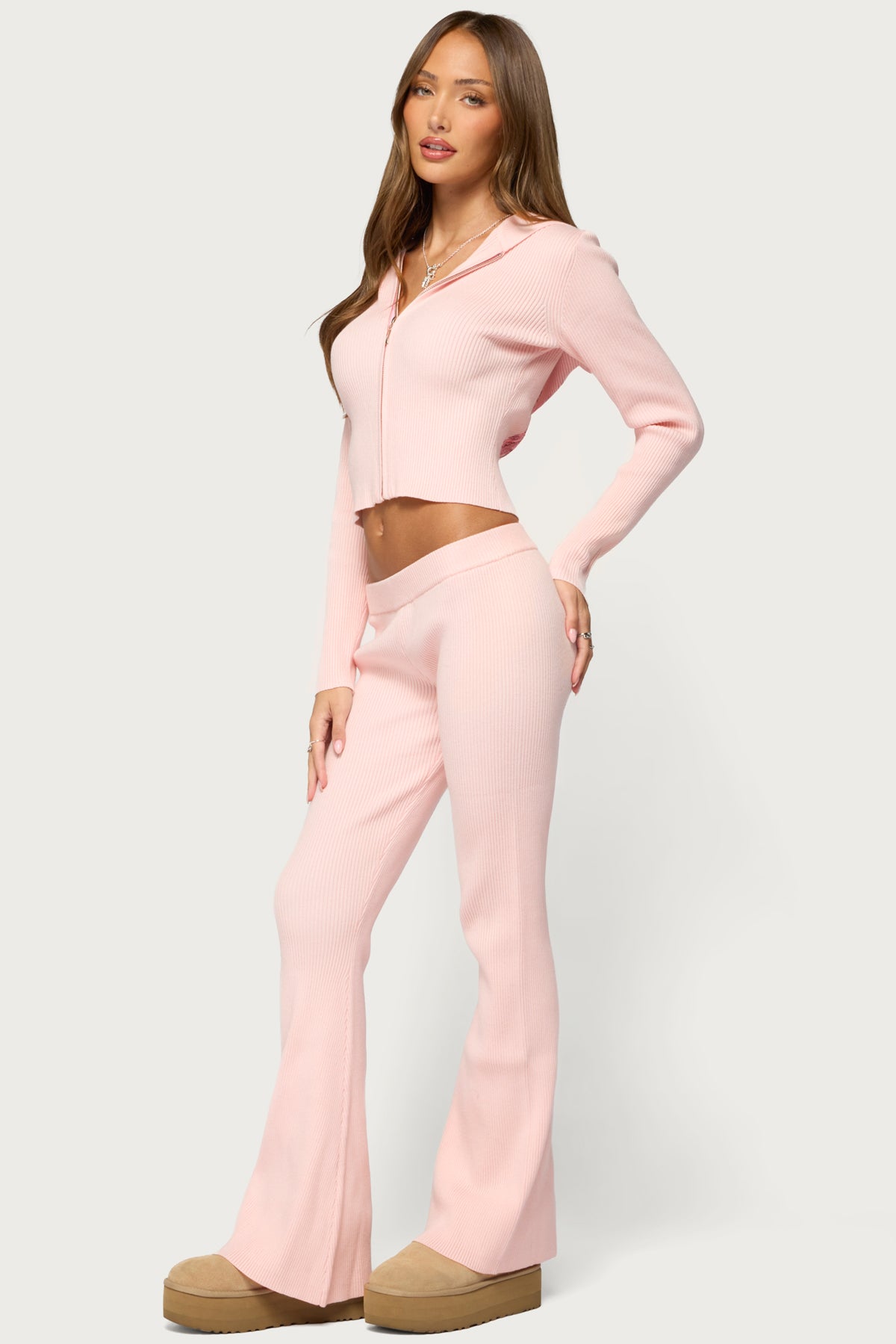 Ethie Low Rise Knit Pants - LIGHT-PINK