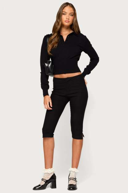 Kaisa Knit Polo Sweater - BLACK