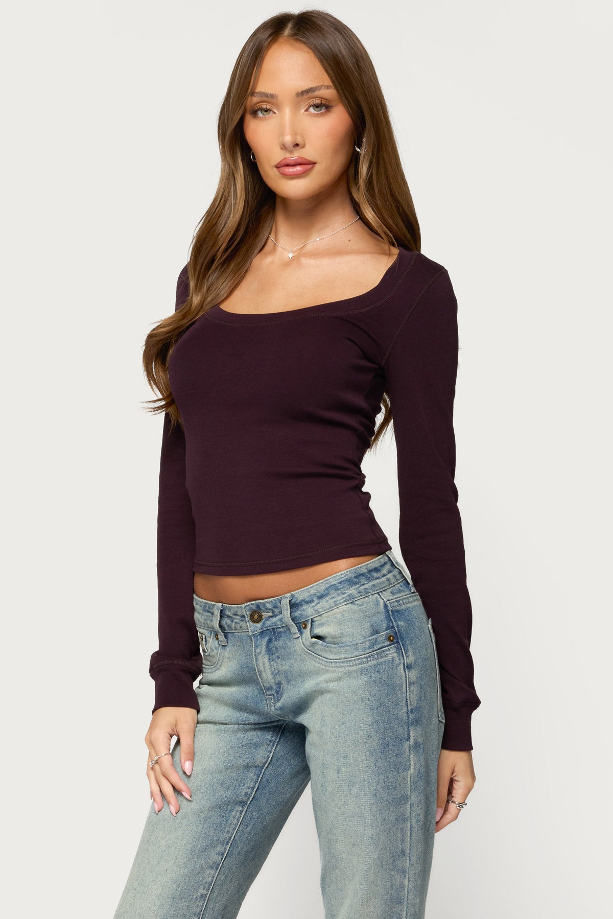 Oloya Long Sleeve Top - PLUM