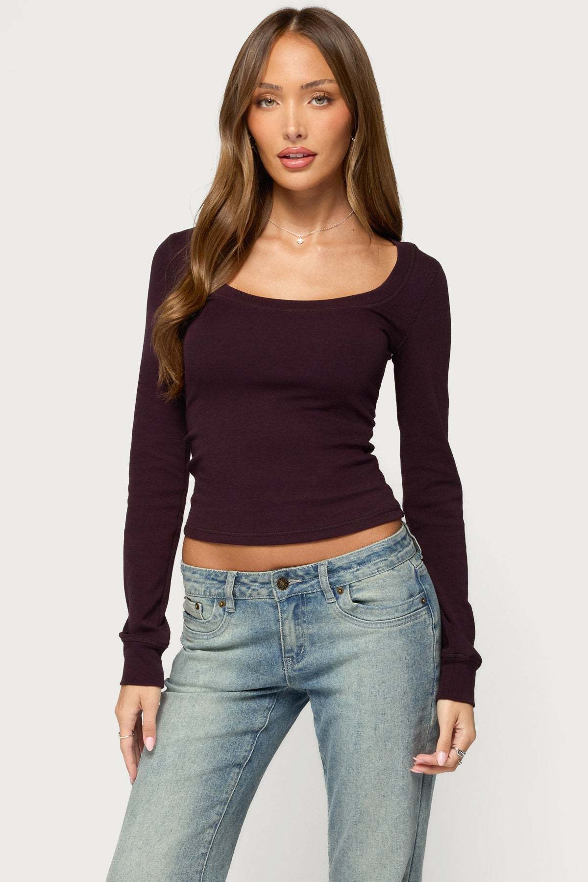 Oloya Long Sleeve Top - PLUM