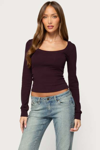 Oloya Long Sleeve Top - PLUM