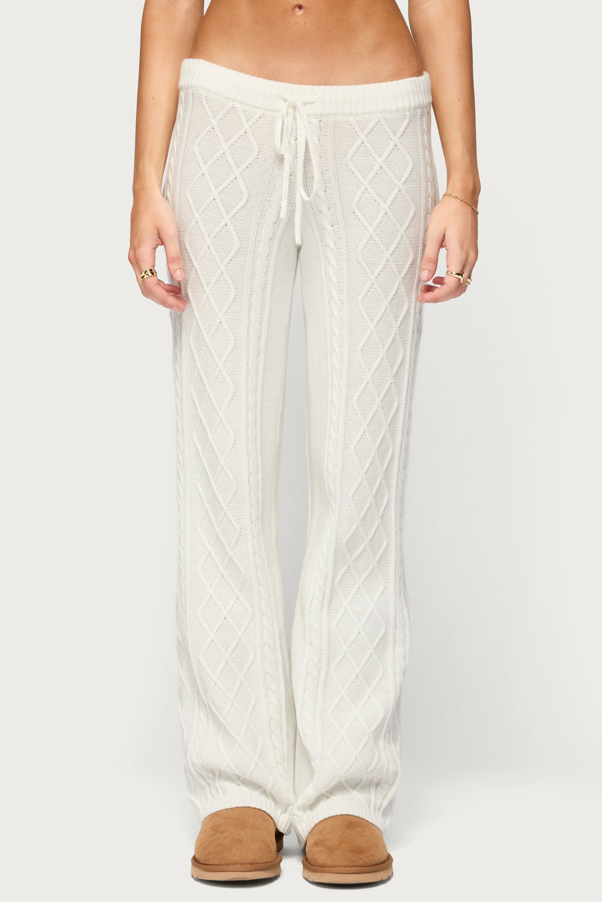 Fika Cable Knit Pants - WHITE