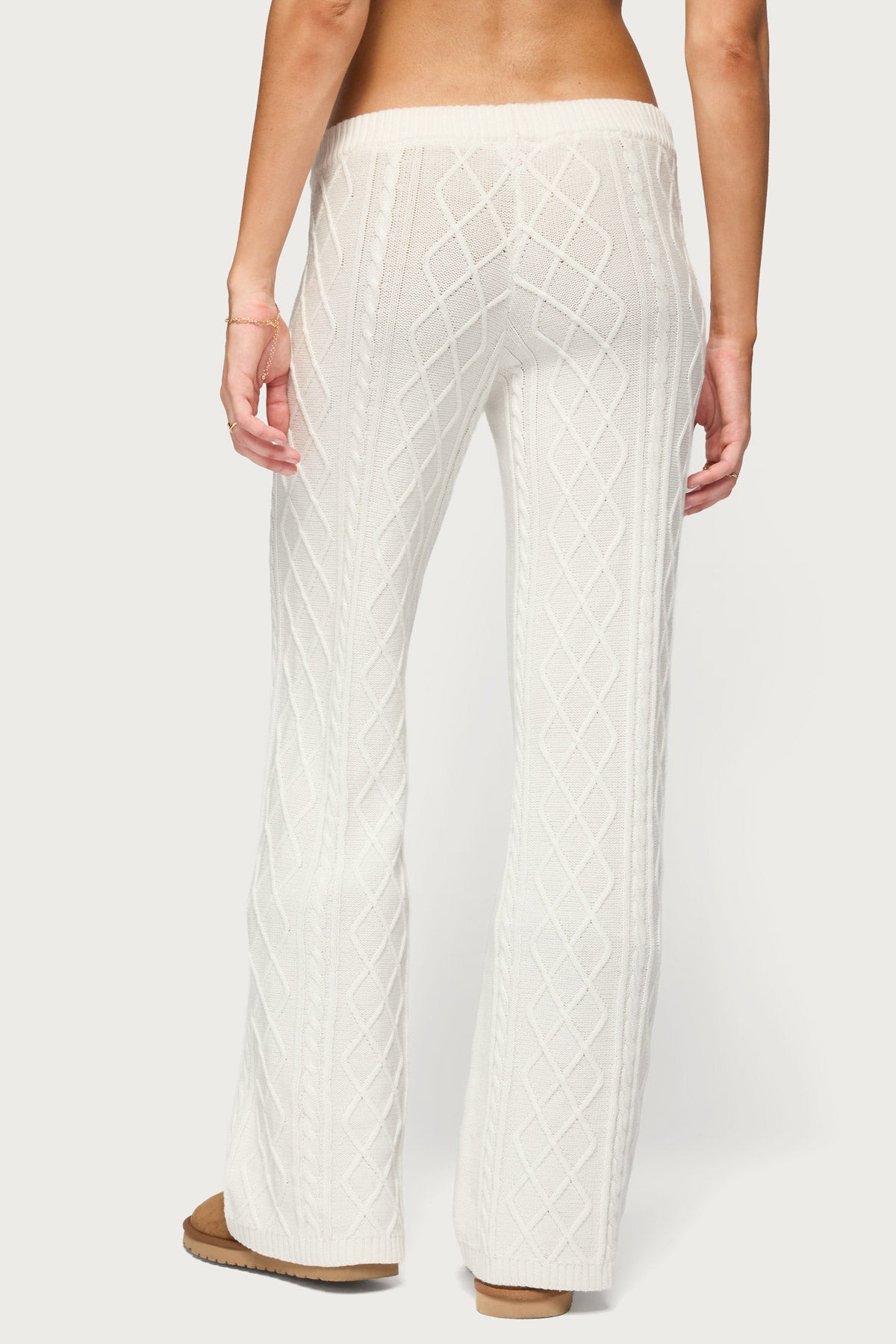 Fika Cable Knit Pants - WHITE