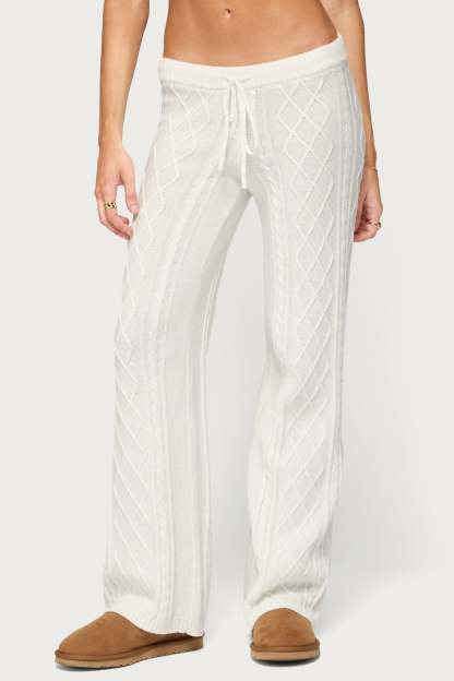 Fika Cable Knit Pants - WHITE