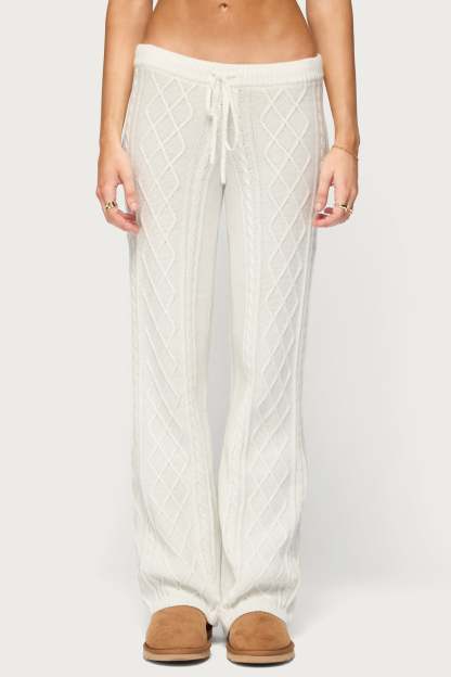 Fika Cable Knit Pants - WHITE