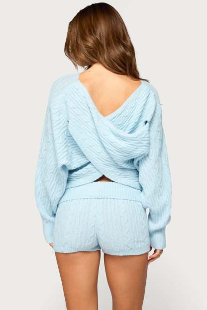 Matiah Cable Knit Sweater - LIGHT-BLUE