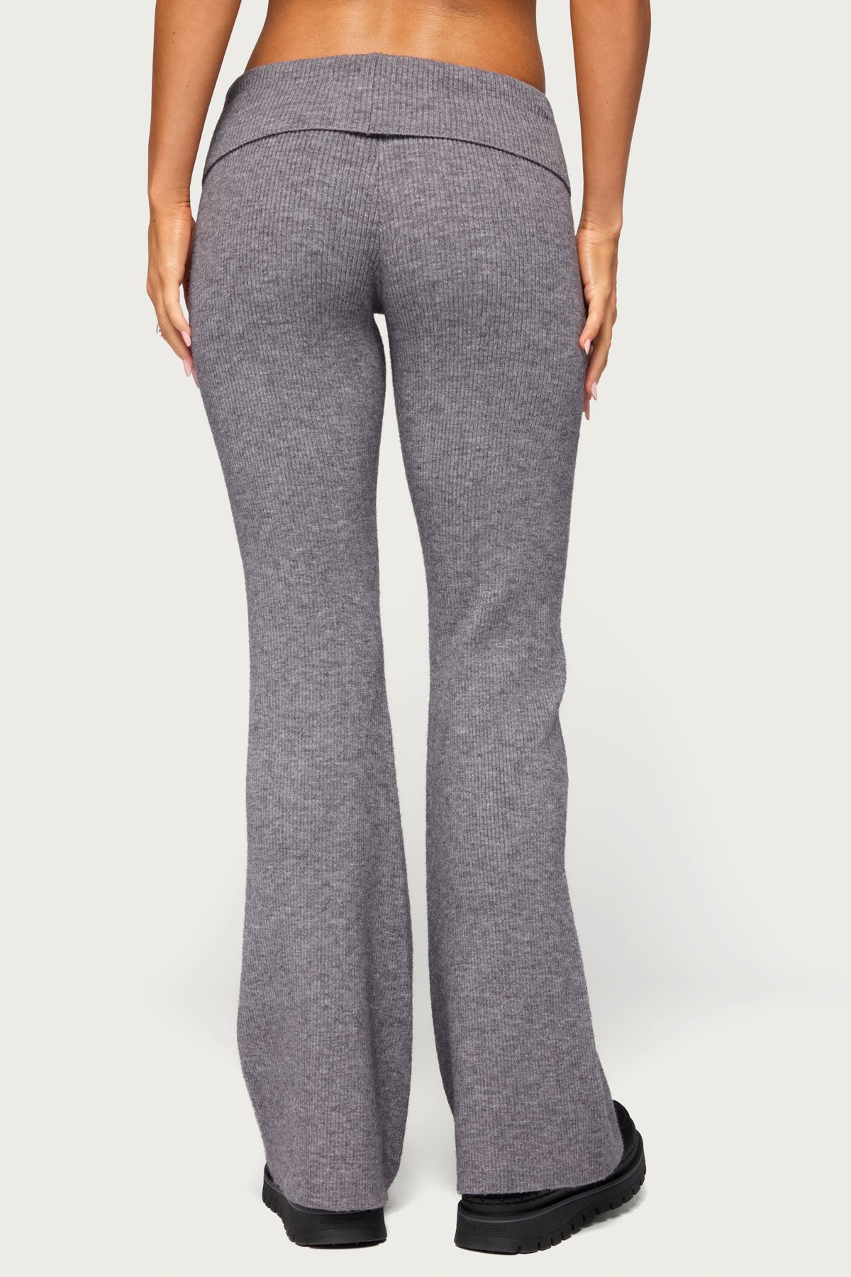 Made Edikted Foldover Pants - DARK-GRAY-MELANGE
