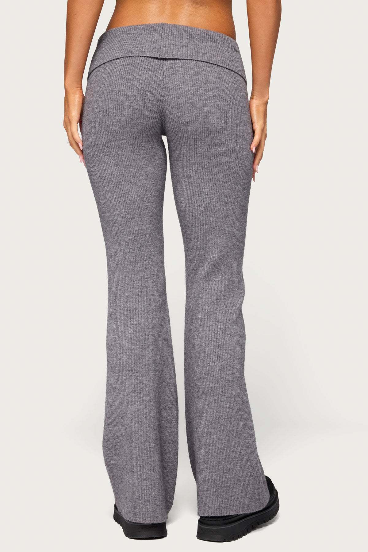 Made Edikted Foldover Pants - DARK-GRAY-MELANGE