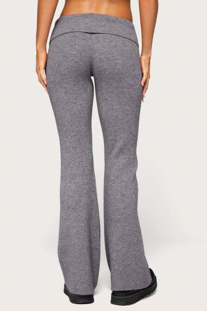 Made Edikted Foldover Pants - DARK-GRAY-MELANGE