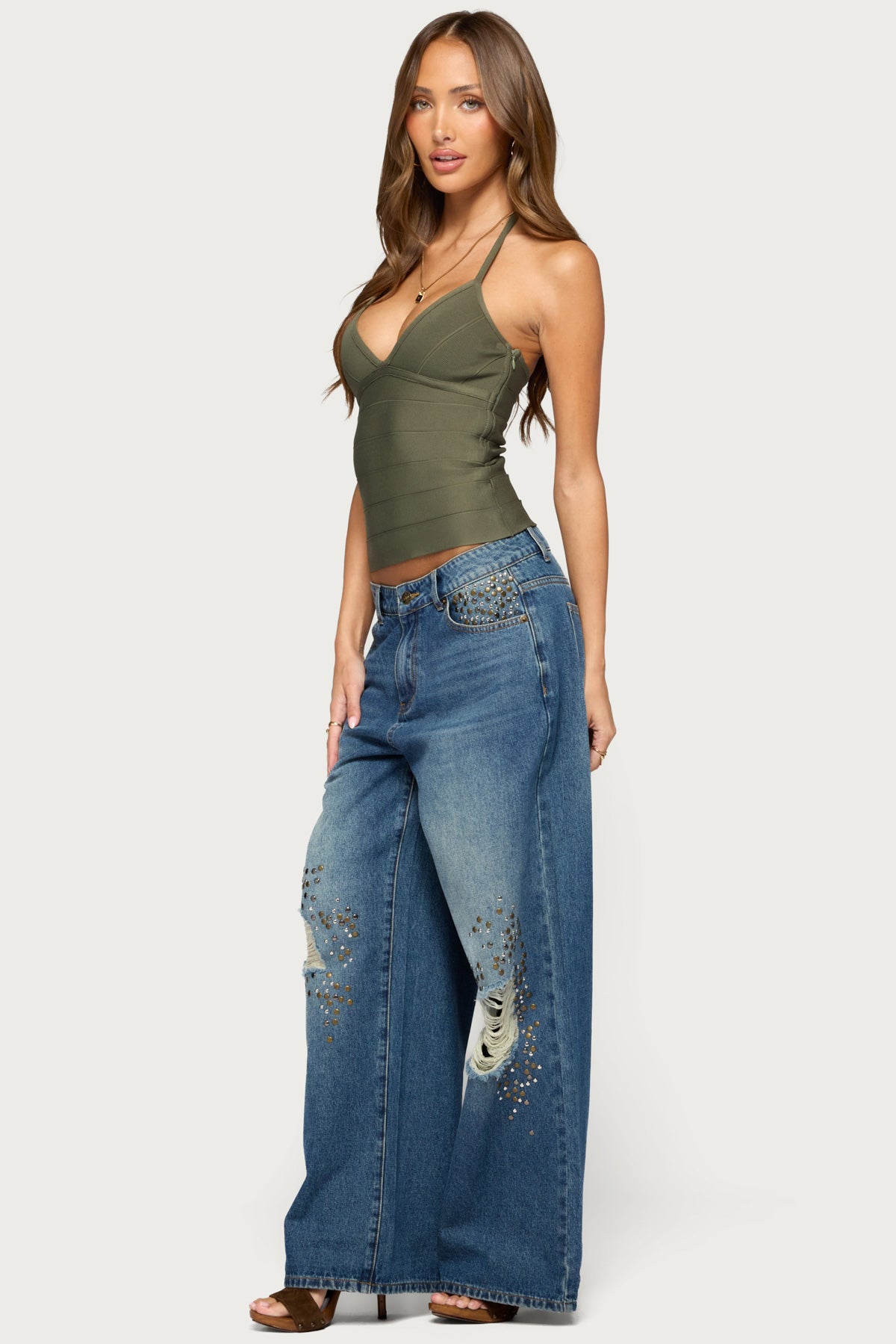 Enza Bandage Halter Top - OLIVE