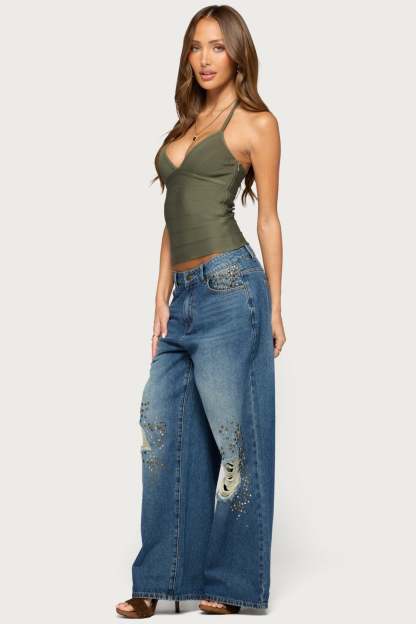 Enza Bandage Halter Top - OLIVE