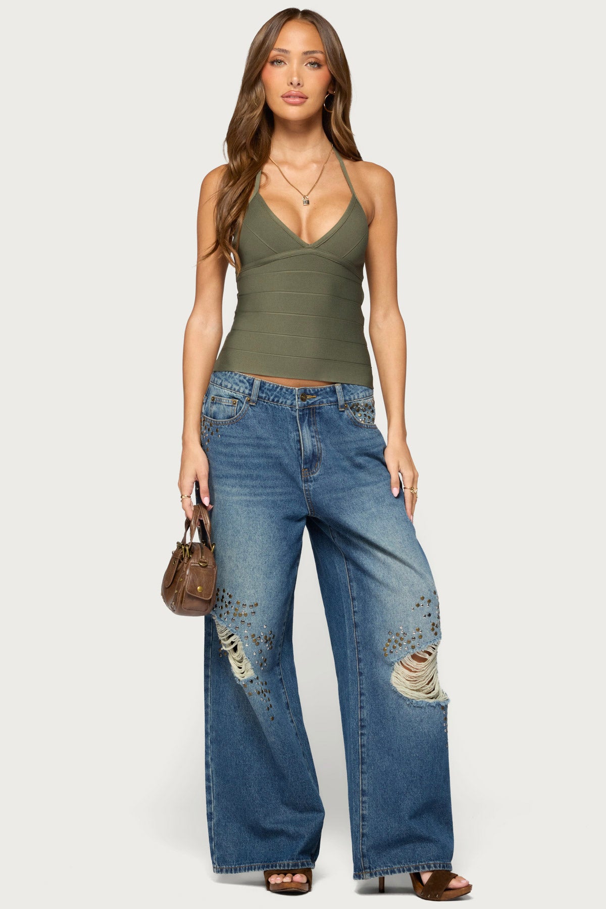 Enza Bandage Halter Top - OLIVE